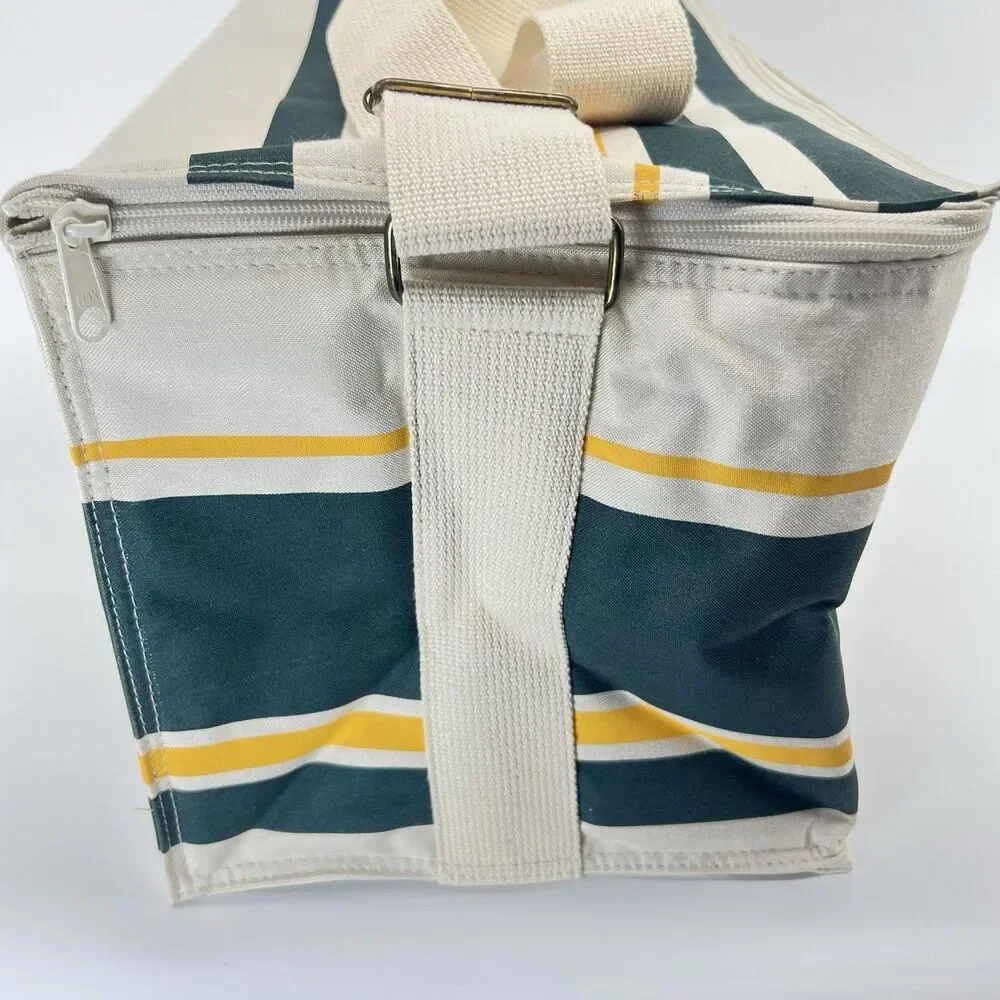 Vintage Polo Ralph Lauren Insulated Cooler Tote Bag Green Yellow Stripe